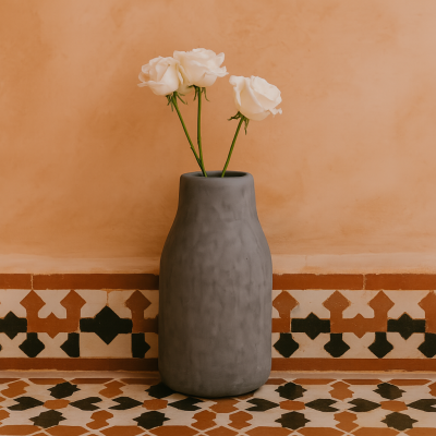 Vase tadelakt gris H20 Vase céramique Tadelakt MIRAJ