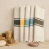 fouta_écrues+couleurs_groupées_ambiance_hammam Fouta artisanale écrues chinées