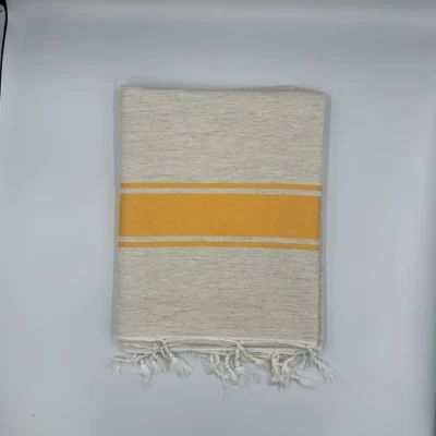 fouta_écrues+jaune_1 Fouta artisanale écrues chinées