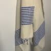 Fouta artisanale écrue / rayures bleues