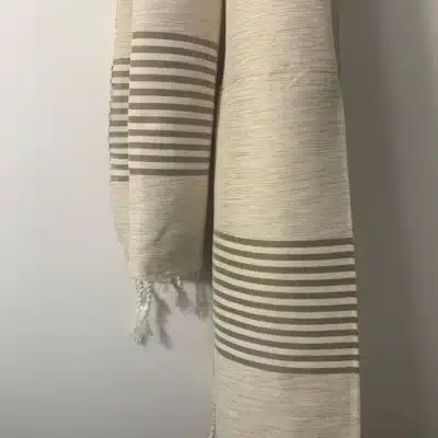 Fouta artisanale écrue / rayures marron