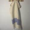 Fouta artisanale écrue / rayures bleues