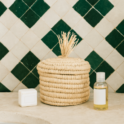 Boite en fibres végétales tressées - Artisanat Marocain