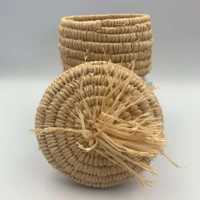 Boite en fibres végétales tressées - Artisanat Marocain