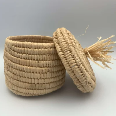 Boite en fibres végétales tressées - Artisanat Marocain