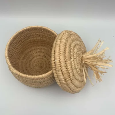 Boite en fibres végétales tressées - Artisanat Marocain