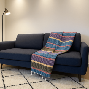 Plaid canapé rayé olive