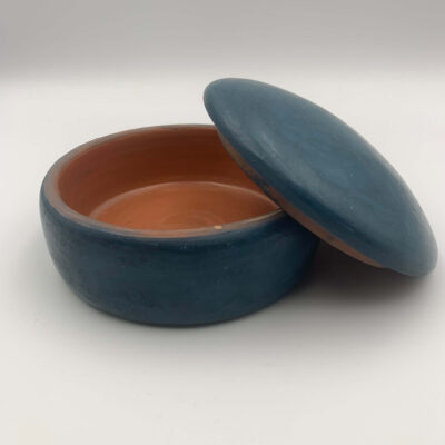 Boite céramique tadelakt Sahara bleu indigo img 1 Boite céramique tadelakt Sahara bleu indigo- artisanat marocain - Kanel Déco