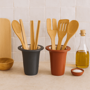 Vases céramique tadelakt coniques image ambiance cuisine - artisanat marocain - Kanel Déco