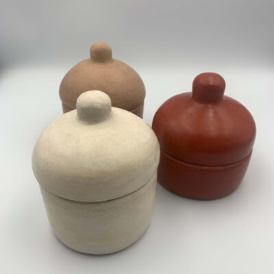 Boîte ronde en céramique finition tadelakt – collection Akal – KanelDéco.